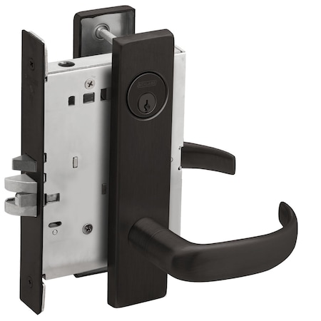 Schlage Grade 1 Storeroom Mortise Lock, Conventional Cylinder, S123 Keyway, 17 Lever, L Escutcheon, Flat Bla L9080P 17L 622